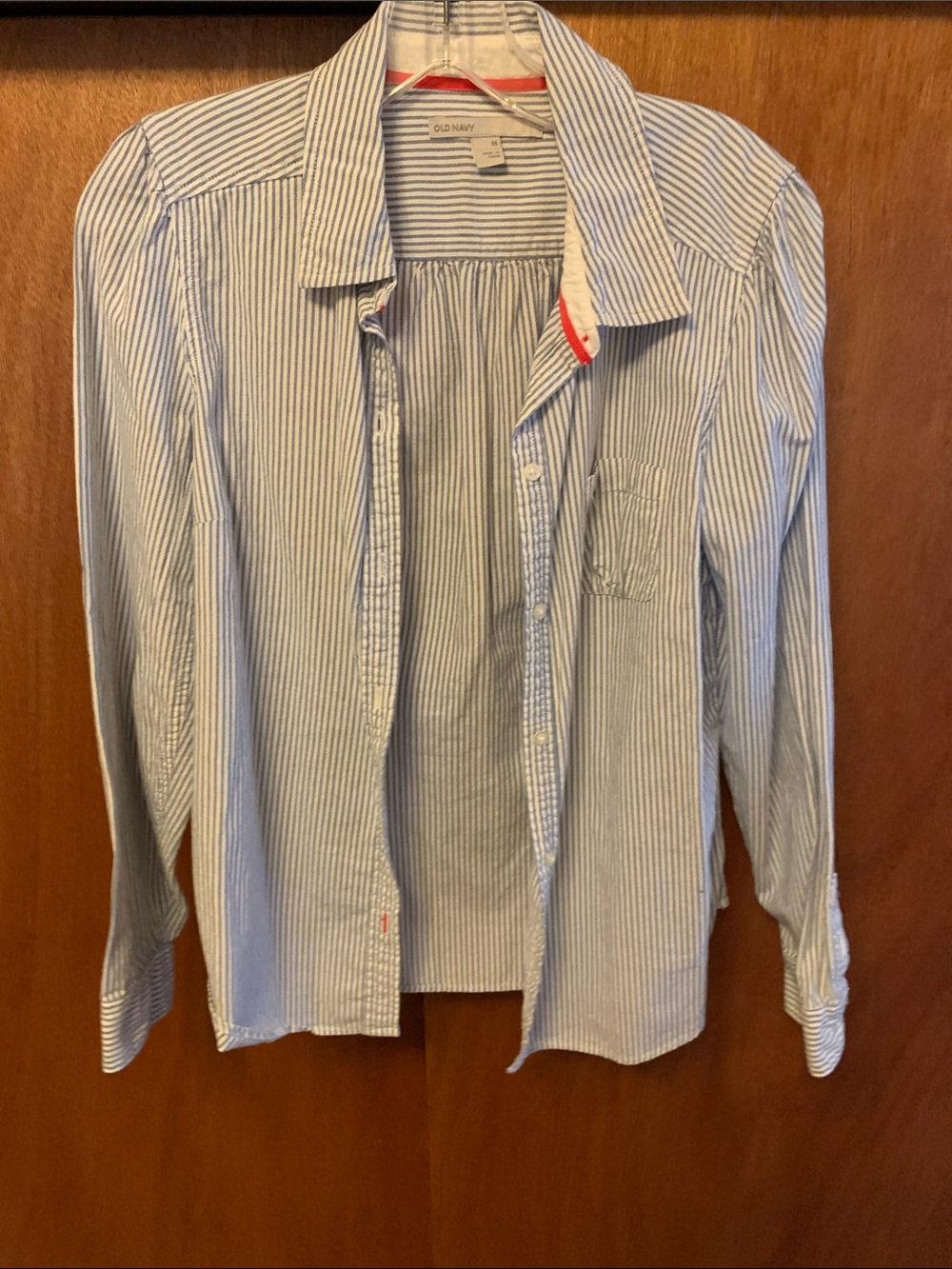 Old Navy Blue & White Pinstripe Button-Down Shirt